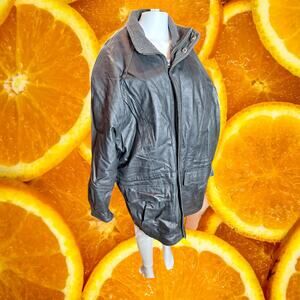 Joshua Ross Men's Vintage Black Leather Lined Motorcycle Bomber Jacket‎ Size XL